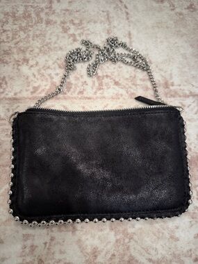 NWOT Zara Black Chain-Trim Leather Crossbody Bag